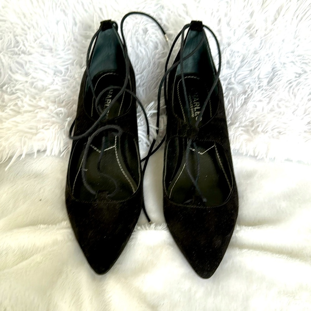Charles David Lace up chunky heels.